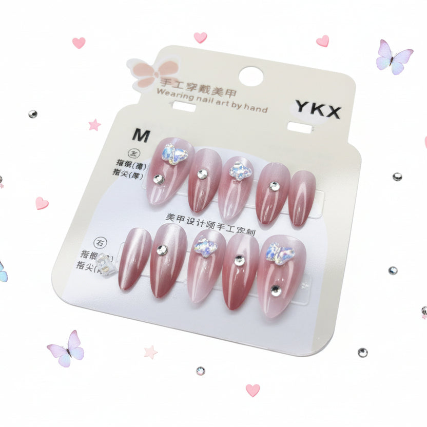 Beautiful Butterfly Charm Press On Nails - M Size - Project M Shop