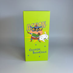 Crayon Shinchan crayon box on a white surface