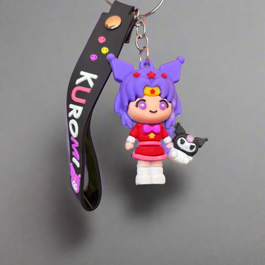 Kuromi Keychain - Cute Girl Design PVC Keychain with Strap - Project M Shop