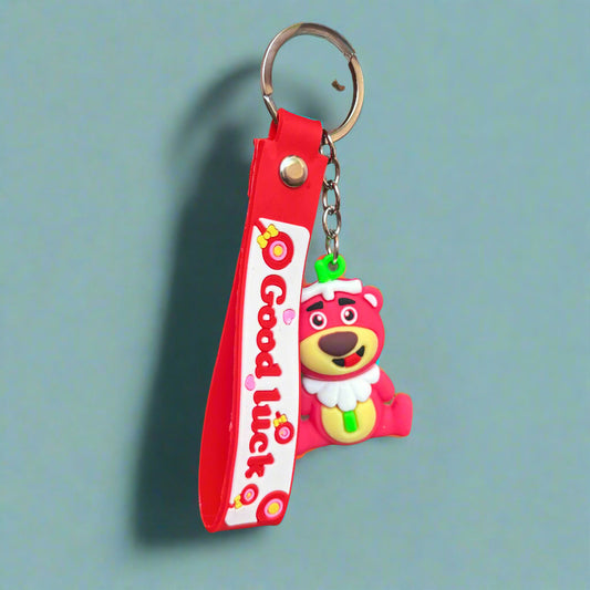 Red Bear Keychain with Strap - PVC Rubber Keychain - Project M Shop