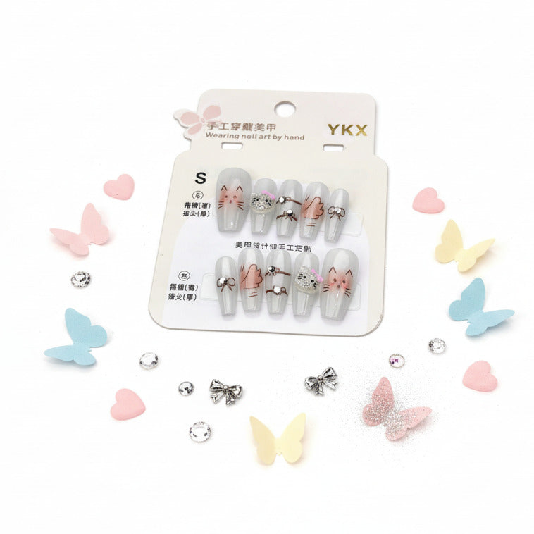 Kitty With Charm Cute & Funky Press-On Nails - Size S - Project M Shop