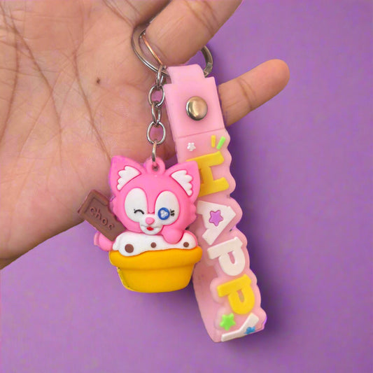 Pinkfong PVC Rubber Keychain in Tub with Strap - Project M Shop