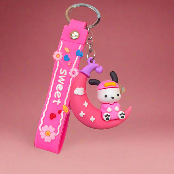 Pochacco Moon Keychain with Strap - PVC Rubber Design - Project M Shop