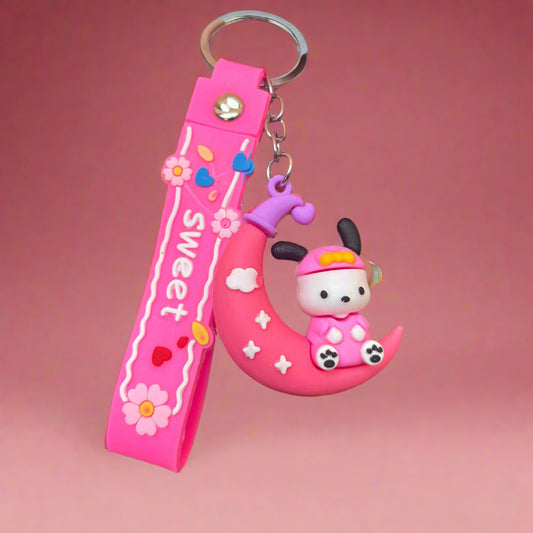 Pochacco Moon Keychain with Strap - PVC Rubber Design - Project M Shop
