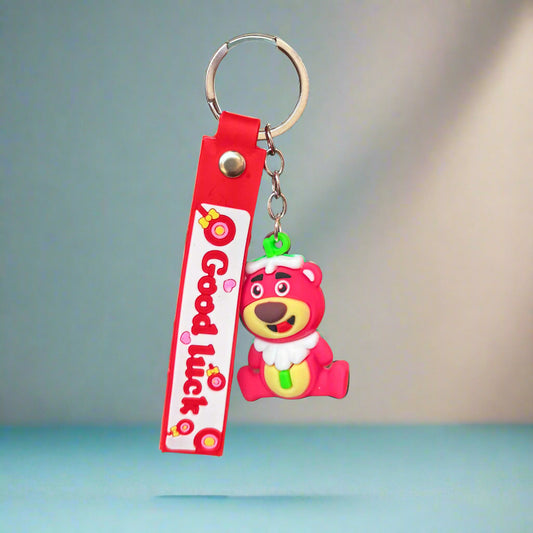 Red Bear Keychain with Strap - PVC Rubber Keychain - Project M Shop