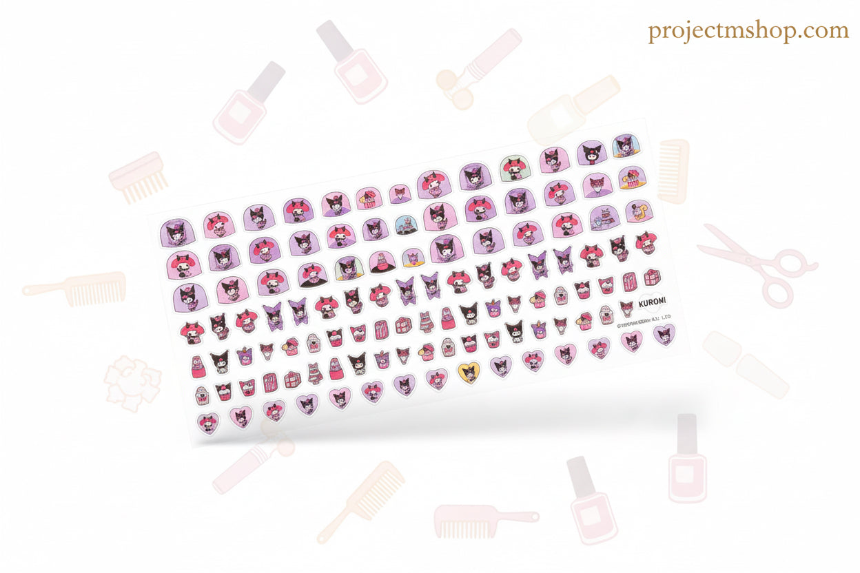 Sanrio Kuromi Nail Set with Hair Accessories for Stylish Nail Art