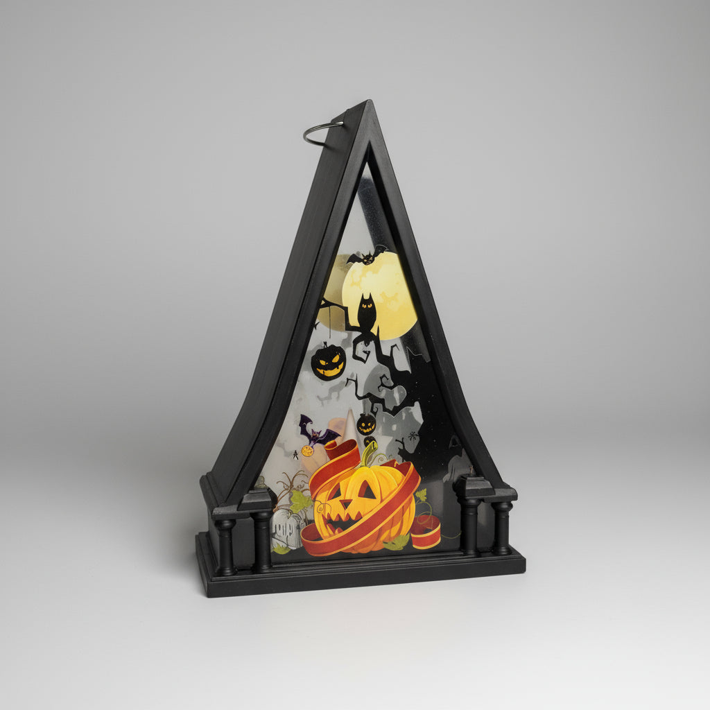 Halloween Pumpkin Tringle Shaped Lantern LED Light For Decoration - For Indoor Use - Project M Shop