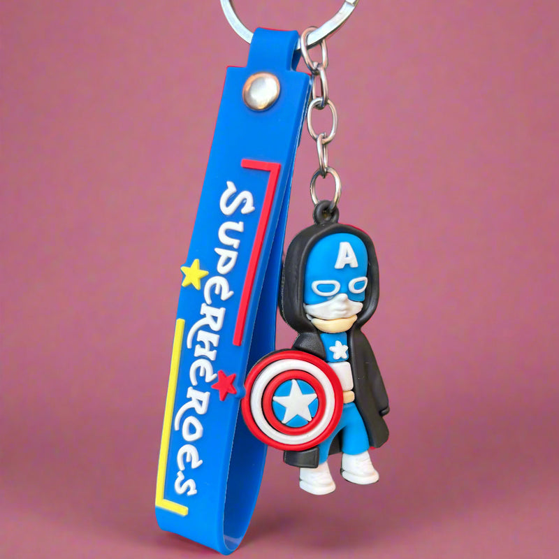 Captain America Keychain - PVC Rubber Keychain with Strap - Project M Shop