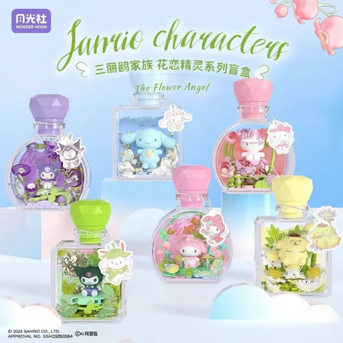 Sanrio Character Flower Angel Hello Kitty, Kuromi, pochacco, My Melody, And Cinnamoroll Block Building DIY Wishing Bottle Blind Box - 1 Random Blind Box