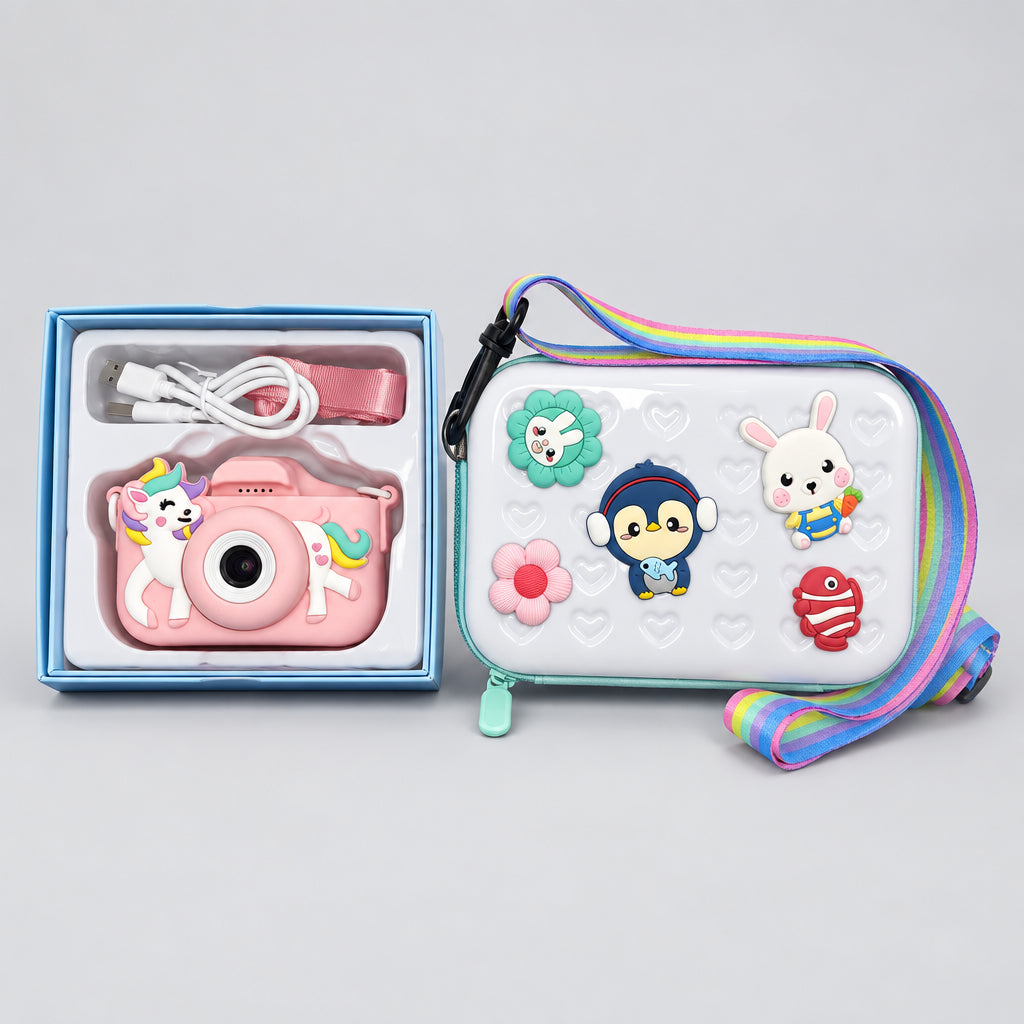 Cartoon Charm Sling Bag + Dual Lens 40MP Kids Camera Combo - photo 8