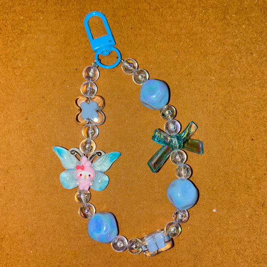 Blue and pink wing Beads Phone/Bag Charm