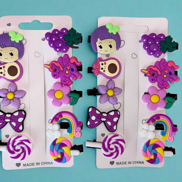 Set of 2 Flower and Fruits Hair Clips for Girls - Project M Shop