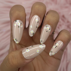 Flower Pattern Press-On Nails Set - 24PCs - Project M Shop
