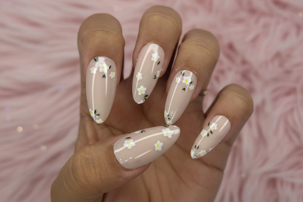Flower Pattern Press-On Nails Set - 24PCs - Project M Shop