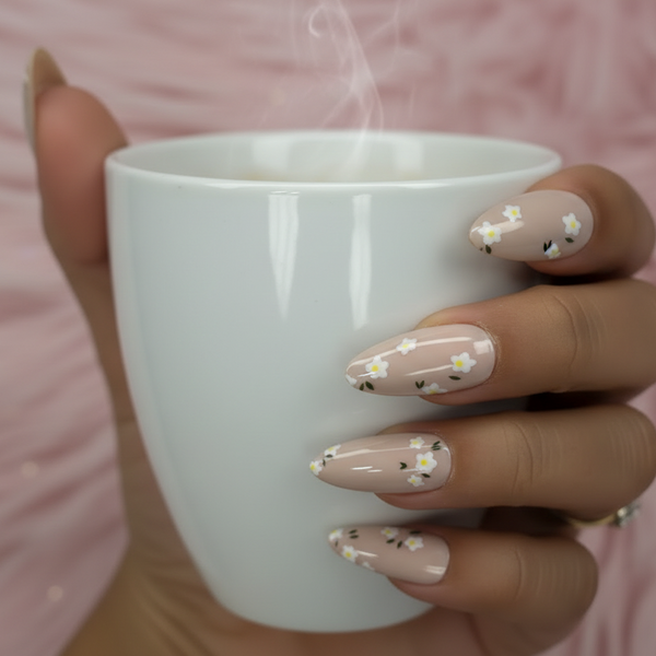Flower Pattern Press-On Nails Set - 24PCs
