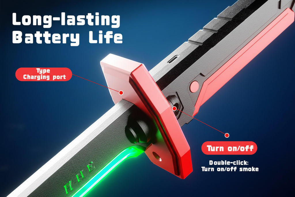 Si-Fi Sparkling Fire with RGB LED Light & Spray Mist Cosplay Sword - Project M Shop