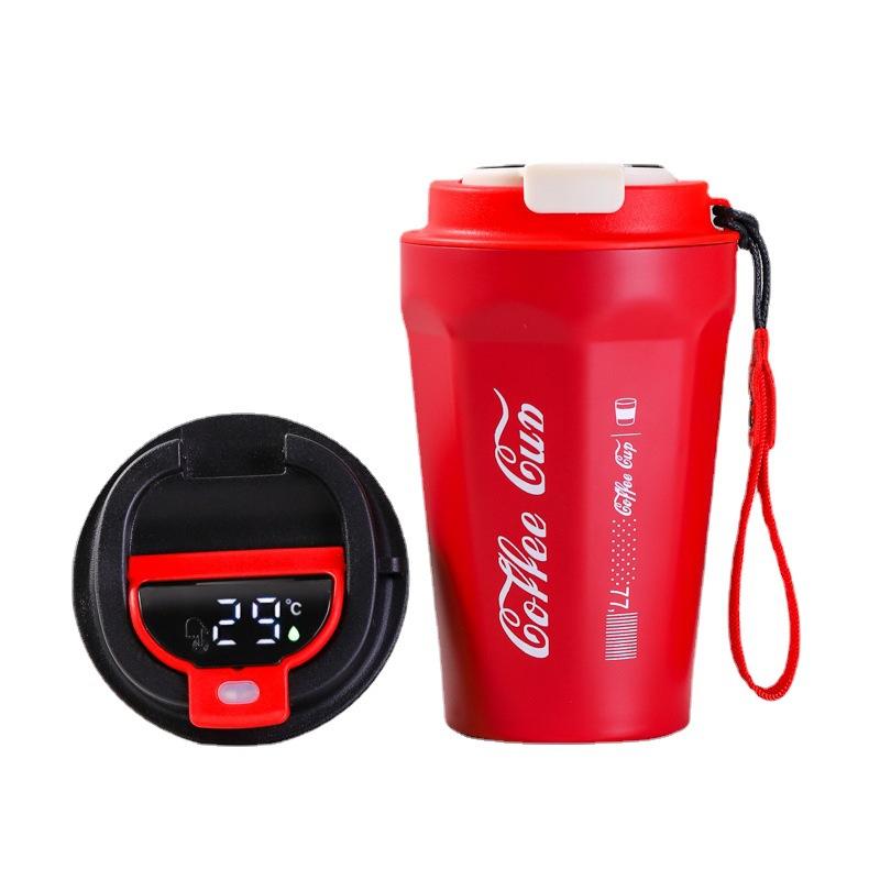 Insulated Coffee Tumbler with LED Temperature Show Lid and Handle - Double Wall Stainless Steel - 700 ML