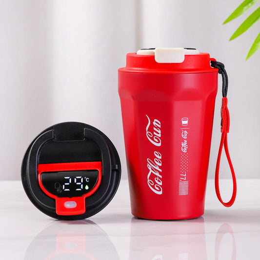 Double Wall Stainless Steel Insulated Coffee Tumblers with LED Temperature Show Lid and Handle - 700 ML - Random Color - Project M Shop