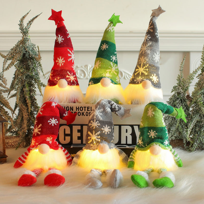 (1 Piece) Handmade Swedish Santa Gnomes with Bendable Hat, Scandinavian Santa Elf Ornaments,Christmas Gnomes Light up - Random Design - Project M Shop