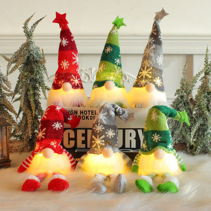 (1 Piece) Handmade Swedish Santa Gnomes with Bendable Hat, Scandinavian Santa Elf Ornaments,Christmas Gnomes Light up - Random Design