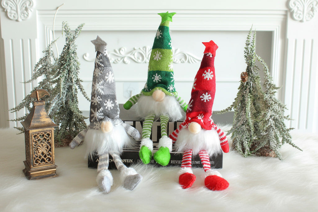 (1 Piece) Handmade Swedish Santa Gnomes with Bendable Hat, Scandinavian Santa Elf Ornaments,Christmas Gnomes Light up - Random Design - Project M Shop