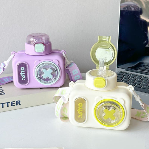 Camera Style Children's Water Bottle - 600 ml Anti-fall Plastic - Random Color
