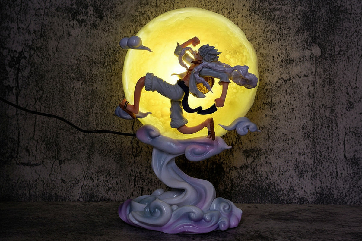 16CM Monkey D. Luffy Anime Figure with Light Moon Gear 5 Nika Zoro