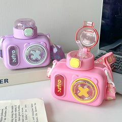 Camera Style Children's Anti-fall Plastic Water Bottle - 600 Ml - Random Color - Project M Shop