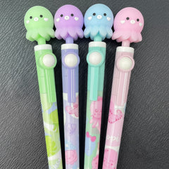 Set of 2 Pens - Creative 0.5mm Plastic Rotating Cute Cartoon Design Gel Pen for Students - Random Design - Project M Shop