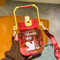 Children's Portable Sports Water Bottle with Cute Handle, Pop-up Lid & Lock - 1100 Ml - Random Color