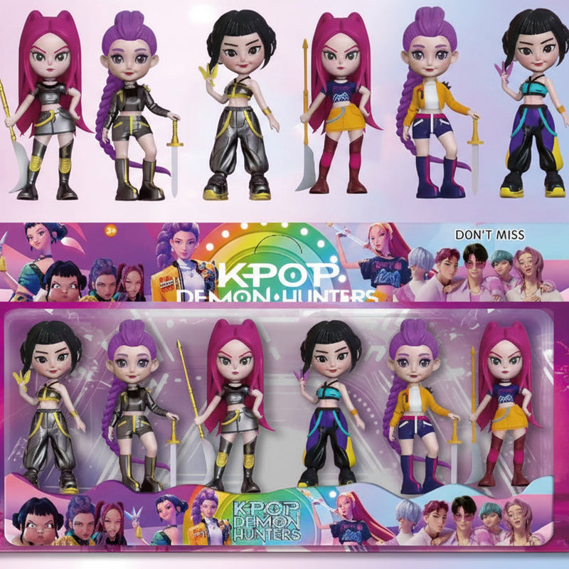(Set of 6) K-POP Demon/Witch Hunter Solid Anime Peripheral Doll Keychain set - Project M Shop