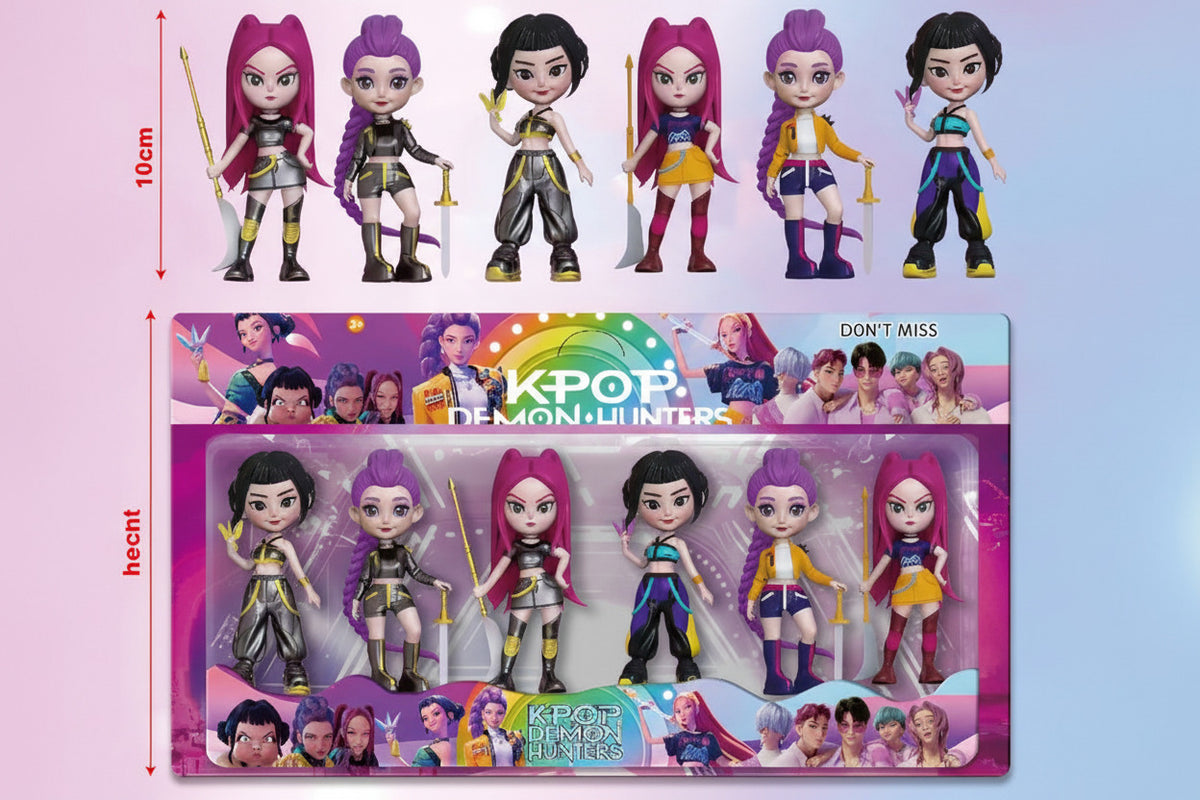 K-POP Demon Hunter Huntrx Doll Set - Set of 6 Anime Peripheral Dolls