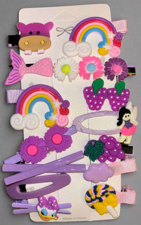 14 PCs Cute Cartoon Hair Clips – School Bag Essential Set