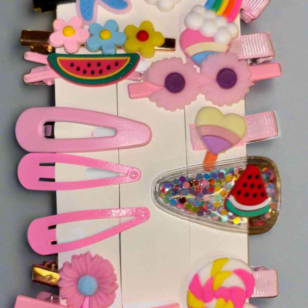 14 Pcs Cute Cartoon Hair Clips Set for Kids - Popular Barrettes Hairgrips Accessories Gift Set - HAIR-14-8108 - Project M Shop