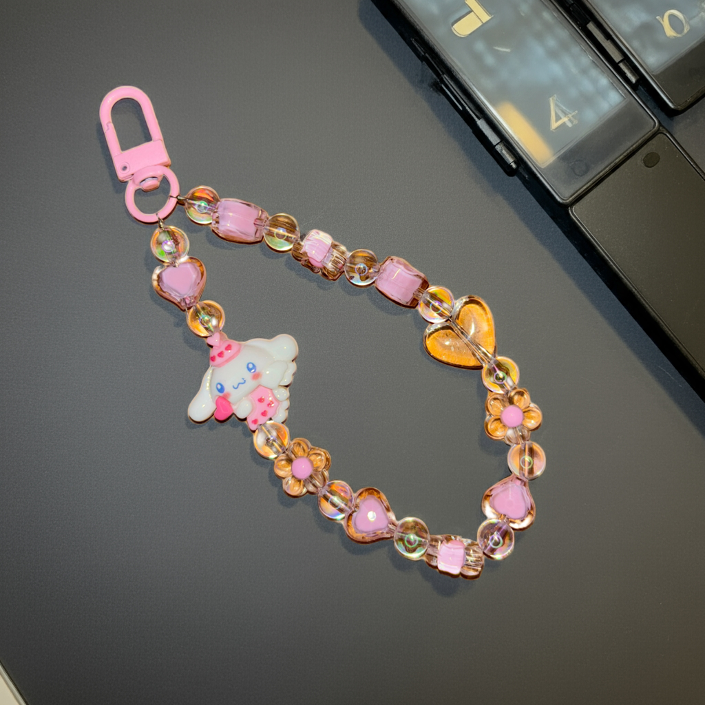 Pink Pochacco Beads Charm – Trendy Bag Accessory