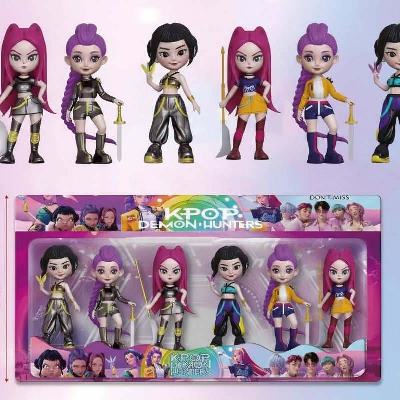 (Set of 6) K-POP Demon/Witch Hunter Solid Anime Peripheral Doll Keychain set - Project M Shop