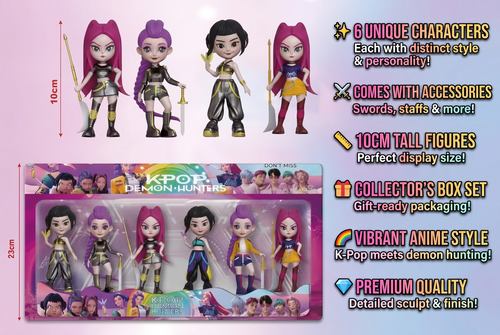 K-POP Demon Hunter Huntrx & Saja Boys Doll Set - Set of 6 Anime Peripheral Dolls