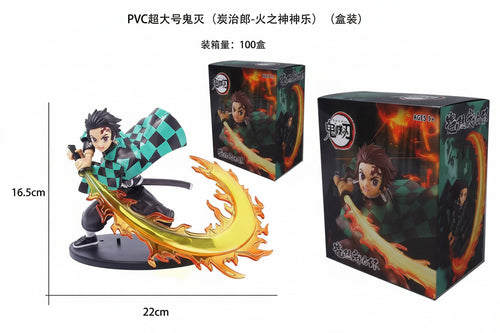 Demon Slayer Tanjiro Model Toy - PVC Figure with Zenitsu and Fire God Broadsword