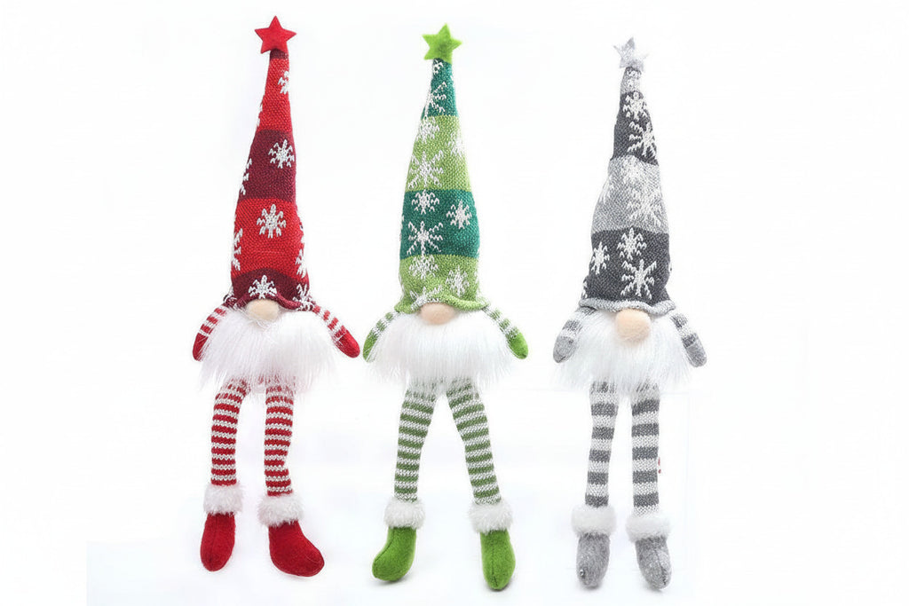 (1 Piece) Handmade Swedish Santa Gnomes with Bendable Hat, Scandinavian Santa Elf Ornaments,Christmas Gnomes Light up - Random Design - Project M Shop