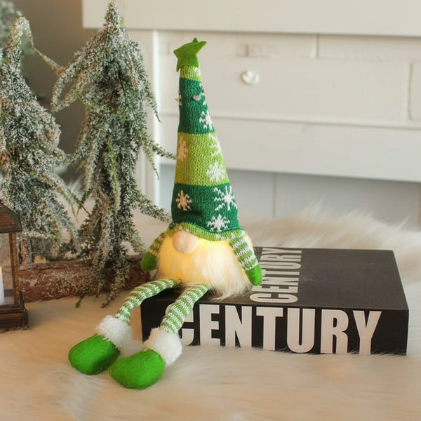 (1 Piece) Handmade Swedish Santa Gnomes with Bendable Hat, Scandinavian Santa Elf Ornaments,Christmas Gnomes Light up - Random Design - Project M Shop