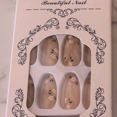 Flower Pattern Press-On Nails Set - 24PCs - Project M Shop