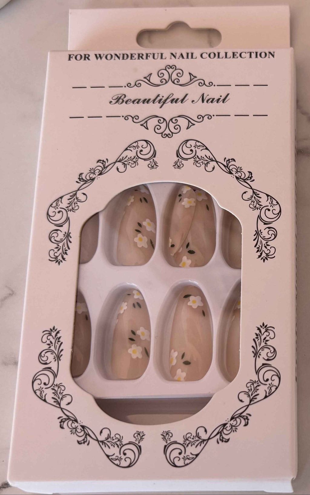 Flower Pattern Press-On Nails Set - 24PCs - Project M Shop