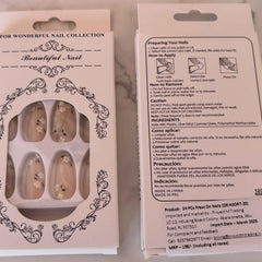 Flower Pattern Press-On Nails Set - 24PCs - Project M Shop