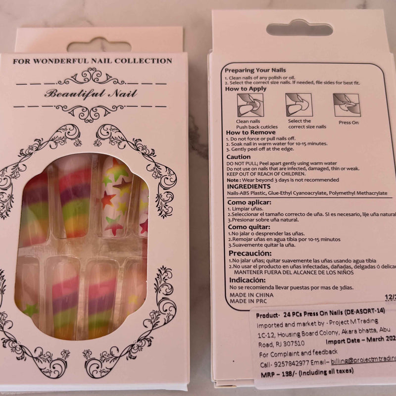 24 PCs Press-on Nails Set for Stunning Nail Art - Project M Shop