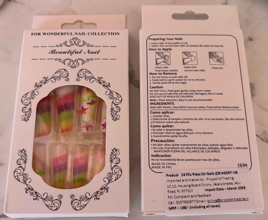 24 PCs Press-on Nails Set for Stunning Nail Art - Project M Shop