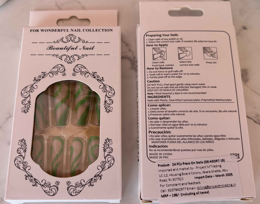 24 PC Press-on Nails Set - SKU-De-Asort-15 - Project M Shop