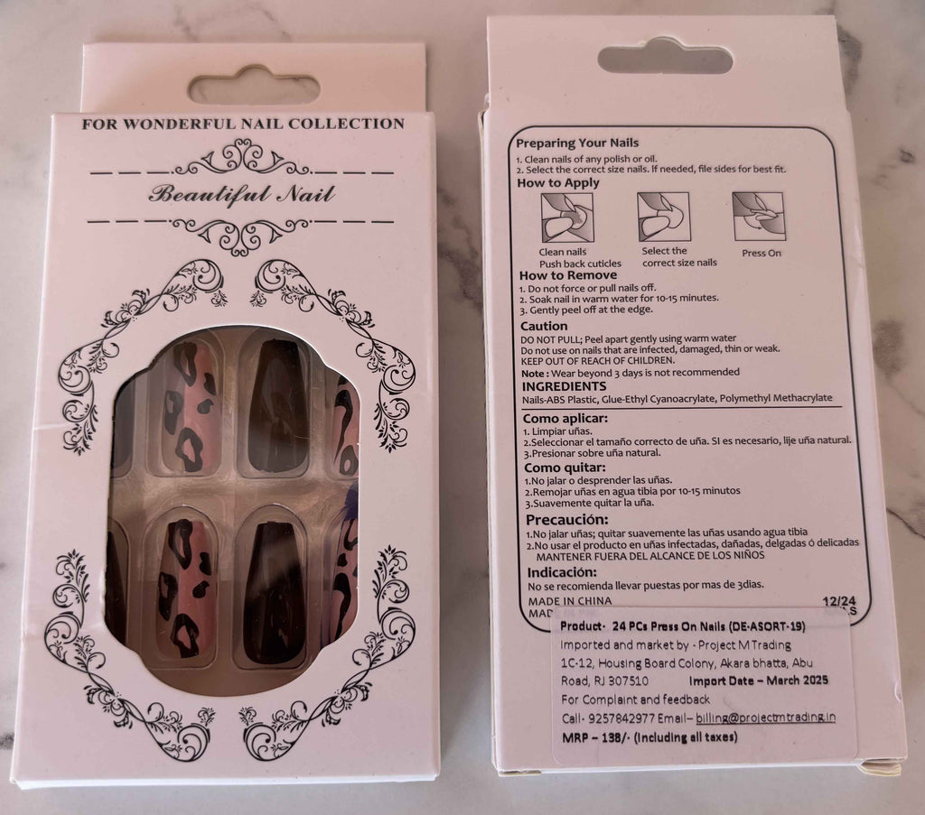 24 PCs Press-on Nails Set - Stylish and Easy Application - Project M Shop