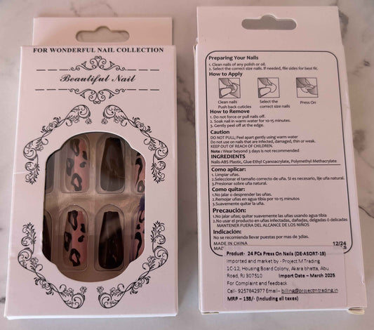 24 PCs Press-on Nails Set - Stylish and Easy Application - Project M Shop