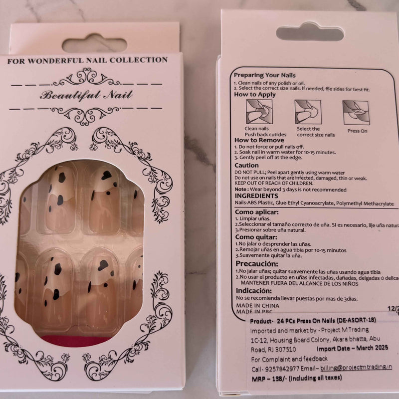 24 PCs Press-on Nails Set - Premium Quality Press-on Nails Set - Project M Shop