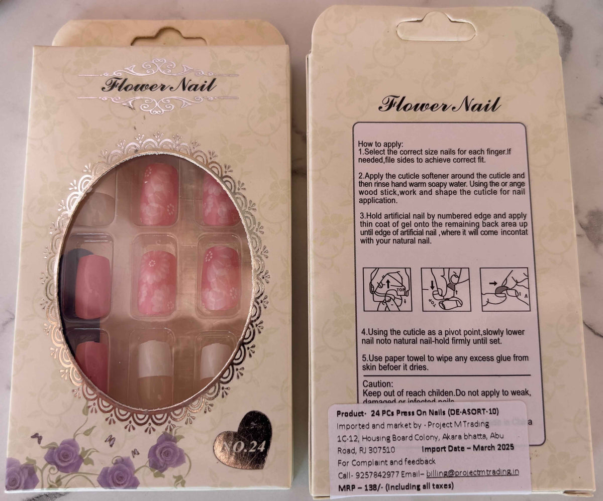 24 PCs Press-On Nails Set – Bridal & Function-Ready Nails